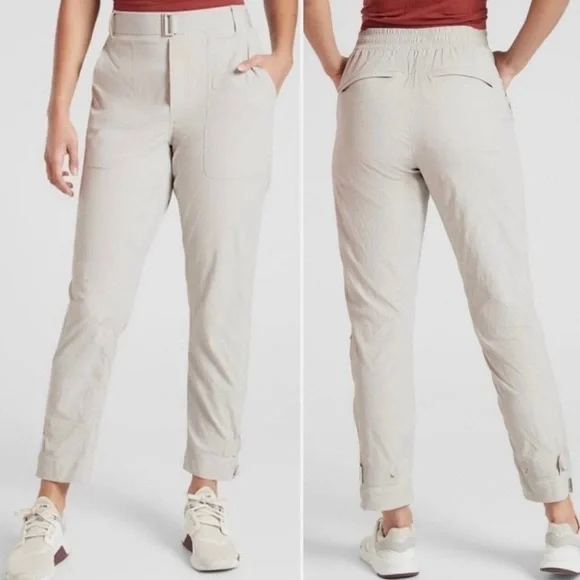 Athleta Women’s Trekkie Belted Pant Birch Grey Sz 6 - Picture 2 of 16